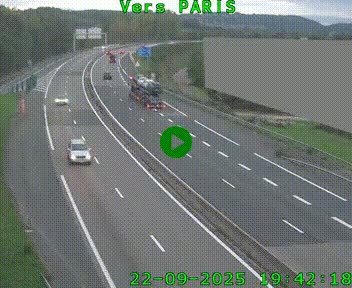 Caméra routière sur l'autoroute A20 à Brive-la-Gaillarde, à la jonction avec l'A89. Vue orientée vers Paris