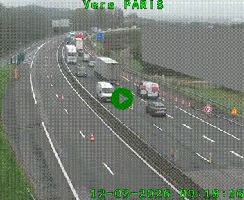 Caméra routière sur l'autoroute A20 à Brive-la-Gaillarde, à la jonction avec l'A89. Vue orientée vers Paris