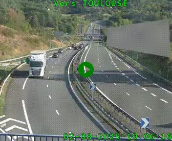 <h2>Caméra routière sur l'autoroute A20 à Noailles, en périphérie de Brive-la-Gaillarde. Vue orientée vers Toulouse</h2>