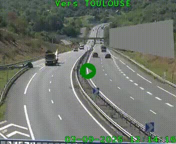 Caméra routière sur l'autoroute A20 à Noailles, en périphérie de Brive-la-Gaillarde. Vue orientée vers Toulouse