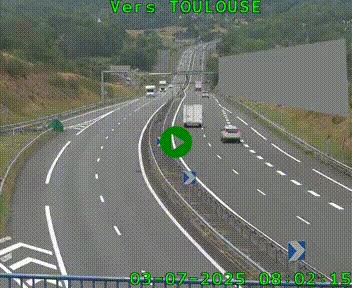 <h2>Caméra routière sur l'autoroute A20 à Noailles, en périphérie de Brive-la-Gaillarde. Vue orientée vers Toulouse</h2>