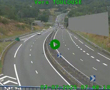 <h2>Caméra routière sur l'autoroute A20 à Noailles, en périphérie de Brive-la-Gaillarde. Vue orientée vers Toulouse</h2>