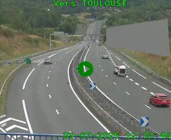 <h2>Caméra routière sur l'autoroute A20 à Noailles, en périphérie de Brive-la-Gaillarde. Vue orientée vers Toulouse</h2>