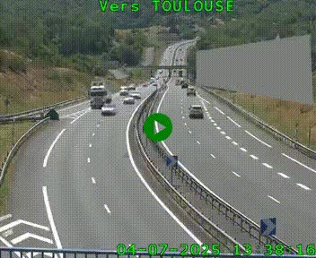 Caméra routière sur l'autoroute A20 à Noailles, en périphérie de Brive-la-Gaillarde. Vue orientée vers Toulouse