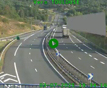 <h2>Caméra routière sur l'autoroute A20 à Noailles, en périphérie de Brive-la-Gaillarde. Vue orientée vers Toulouse</h2>