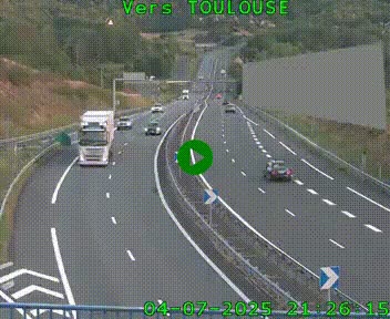 <h2>Caméra routière sur l'autoroute A20 à Noailles, en périphérie de Brive-la-Gaillarde. Vue orientée vers Toulouse</h2>