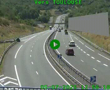 Caméra routière sur l'autoroute A20 à Noailles, en périphérie de Brive-la-Gaillarde. Vue orientée vers Toulouse