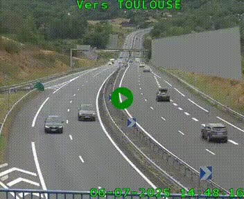 <h2>Caméra routière sur l'autoroute A20 à Noailles, en périphérie de Brive-la-Gaillarde. Vue orientée vers Toulouse</h2>
