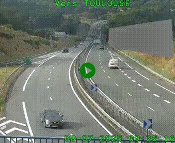 <h2>Caméra routière sur l'autoroute A20 à Noailles, en périphérie de Brive-la-Gaillarde. Vue orientée vers Toulouse</h2>