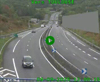 <h2>Caméra routière sur l'autoroute A20 à Noailles, en périphérie de Brive-la-Gaillarde. Vue orientée vers Toulouse</h2>