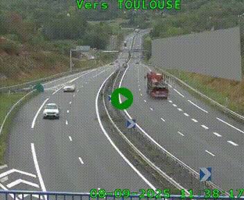 <h2>Caméra routière sur l'autoroute A20 à Noailles, en périphérie de Brive-la-Gaillarde. Vue orientée vers Toulouse</h2>