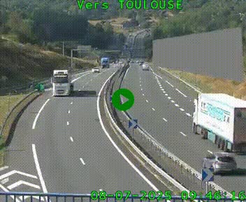 Caméra routière sur l'autoroute A20 à Noailles, en périphérie de Brive-la-Gaillarde. Vue orientée vers Toulouse
