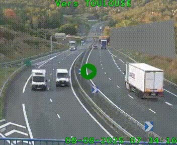 <h2>Caméra routière sur l'autoroute A20 à Noailles, en périphérie de Brive-la-Gaillarde. Vue orientée vers Toulouse</h2>