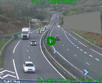 <h2>Caméra routière sur l'autoroute A20 à Noailles, en périphérie de Brive-la-Gaillarde. Vue orientée vers Toulouse</h2>