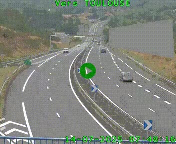 <h2>Caméra routière sur l'autoroute A20 à Noailles, en périphérie de Brive-la-Gaillarde. Vue orientée vers Toulouse</h2>