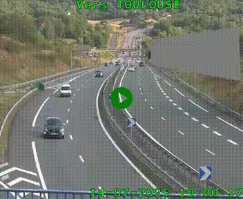 <h2>Caméra routière sur l'autoroute A20 à Noailles, en périphérie de Brive-la-Gaillarde. Vue orientée vers Toulouse</h2>