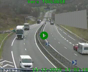 <h2>Caméra routière sur l'autoroute A20 à Noailles, en périphérie de Brive-la-Gaillarde. Vue orientée vers Toulouse</h2>