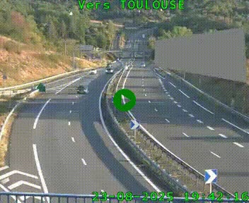 Caméra routière sur l'autoroute A20 à Noailles, en périphérie de Brive-la-Gaillarde. Vue orientée vers Toulouse