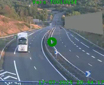 <h2>Caméra routière sur l'autoroute A20 à Noailles, en périphérie de Brive-la-Gaillarde. Vue orientée vers Toulouse</h2>
