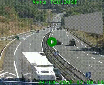 Caméra routière sur l'autoroute A20 à Noailles, en périphérie de Brive-la-Gaillarde. Vue orientée vers Toulouse