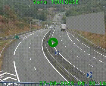 Caméra routière sur l'autoroute A20 à Noailles, en périphérie de Brive-la-Gaillarde. Vue orientée vers Toulouse