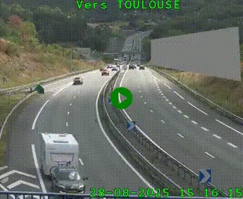 Caméra routière sur l'autoroute A20 à Noailles, en périphérie de Brive-la-Gaillarde. Vue orientée vers Toulouse