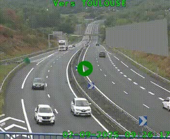 Caméra routière sur l'autoroute A20 à Noailles, en périphérie de Brive-la-Gaillarde. Vue orientée vers Toulouse