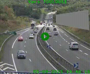 Caméra routière sur l'autoroute A20 à Noailles, en périphérie de Brive-la-Gaillarde. Vue orientée vers Toulouse