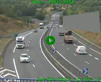 <h2>Caméra routière sur l'autoroute A20 à Noailles, en périphérie de Brive-la-Gaillarde. Vue orientée vers Toulouse</h2>