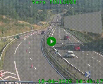 <h2>Caméra routière sur l'autoroute A20 à Noailles, en périphérie de Brive-la-Gaillarde. Vue orientée vers Toulouse</h2>