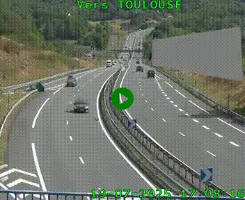 <h2>Caméra routière sur l'autoroute A20 à Noailles, en périphérie de Brive-la-Gaillarde. Vue orientée vers Toulouse</h2>