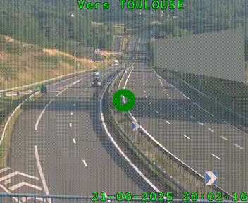 <h2>Caméra routière sur l'autoroute A20 à Noailles, en périphérie de Brive-la-Gaillarde. Vue orientée vers Toulouse</h2>