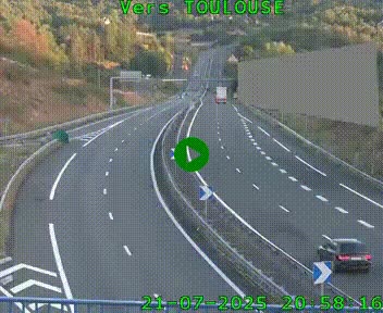 <h2>Caméra routière sur l'autoroute A20 à Noailles, en périphérie de Brive-la-Gaillarde. Vue orientée vers Toulouse</h2>