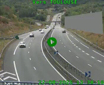 <h2>Caméra routière sur l'autoroute A20 à Noailles, en périphérie de Brive-la-Gaillarde. Vue orientée vers Toulouse</h2>