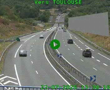 <h2>Caméra routière sur l'autoroute A20 à Noailles, en périphérie de Brive-la-Gaillarde. Vue orientée vers Toulouse</h2>