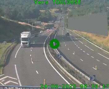 <h2>Caméra routière sur l'autoroute A20 à Noailles, en périphérie de Brive-la-Gaillarde. Vue orientée vers Toulouse</h2>