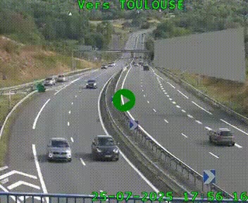 <h2>Caméra routière sur l'autoroute A20 à Noailles, en périphérie de Brive-la-Gaillarde. Vue orientée vers Toulouse</h2>