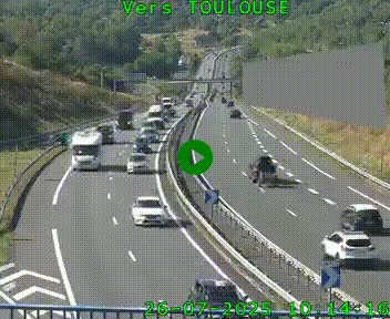<h2>Caméra routière sur l'autoroute A20 à Noailles, en périphérie de Brive-la-Gaillarde. Vue orientée vers Toulouse</h2>