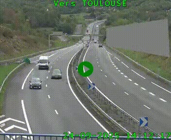 Caméra routière sur l'autoroute A20 à Noailles, en périphérie de Brive-la-Gaillarde. Vue orientée vers Toulouse