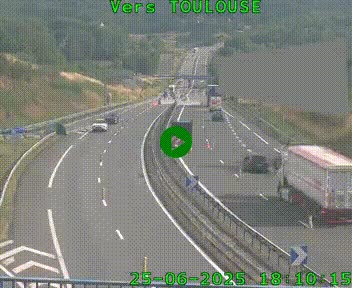 <h2>Caméra routière sur l'autoroute A20 à Noailles, en périphérie de Brive-la-Gaillarde. Vue orientée vers Toulouse</h2>