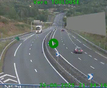 <h2>Caméra routière sur l'autoroute A20 à Noailles, en périphérie de Brive-la-Gaillarde. Vue orientée vers Toulouse</h2>