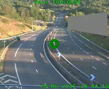 <h2>Caméra routière sur l'autoroute A20 à Noailles, en périphérie de Brive-la-Gaillarde. Vue orientée vers Toulouse</h2>
