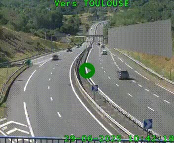 <h2>Caméra routière sur l'autoroute A20 à Noailles, en périphérie de Brive-la-Gaillarde. Vue orientée vers Toulouse</h2>