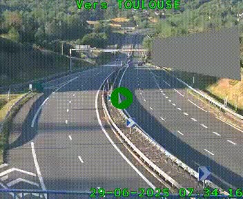 <h2>Caméra routière sur l'autoroute A20 à Noailles, en périphérie de Brive-la-Gaillarde. Vue orientée vers Toulouse</h2>
