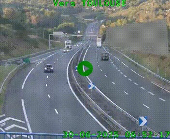 <h2>Caméra routière sur l'autoroute A20 à Noailles, en périphérie de Brive-la-Gaillarde. Vue orientée vers Toulouse</h2>