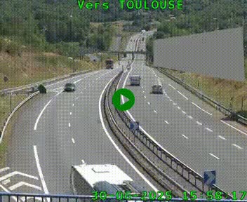 <h2>Caméra routière sur l'autoroute A20 à Noailles, en périphérie de Brive-la-Gaillarde. Vue orientée vers Toulouse</h2>