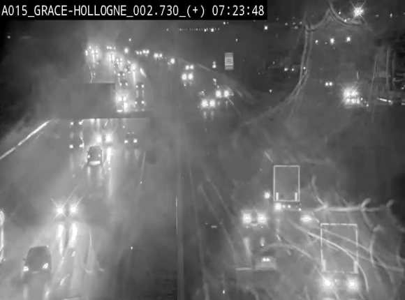 Webcam E42/A15 à Grâce-Hollogne, à proximité de la jonction avec l'A604. Vue orientée vers Namur