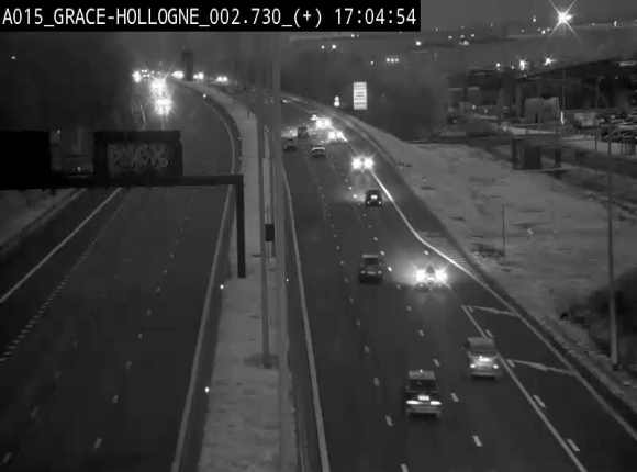 Webcam E42/A15 à Grâce-Hollogne, à proximité de la jonction avec l'A604. Vue orientée vers Namur
