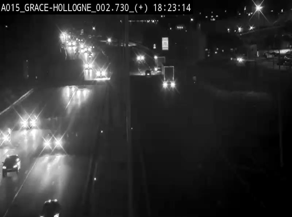 Webcam E42/A15 à Grâce-Hollogne, à proximité de la jonction avec l'A604. Vue orientée vers Namur