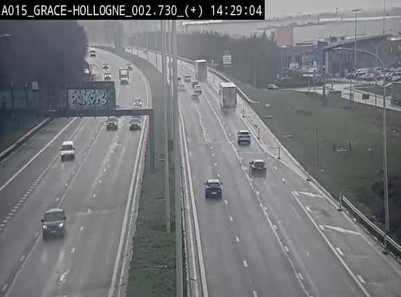 Webcam E42/A15 à Grâce-Hollogne, à proximité de la jonction avec l'A604. Vue orientée vers Namur
